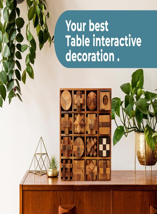 BSIRI 16 in 1 Wooden Brain Teaser Puzzles for Adults and Teens or Kids Interlocking 3D Mini Wood Mind Games Hand Puzzle Teasers Set Toys Coffee Table Games Gift - Image 4